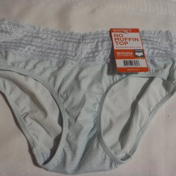 WARNERS Size S Nylon Hipster Panty polka dot Blue NWT 5609J - Picture 1 of 2